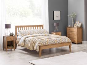Land Of Beds Kilburn Oak Finish Wooden Bed Frame1