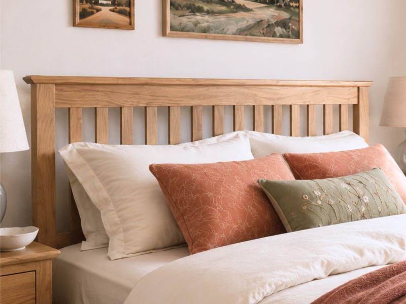 Land Of Beds Kilburn Oak Finish Wooden Bed Frame4