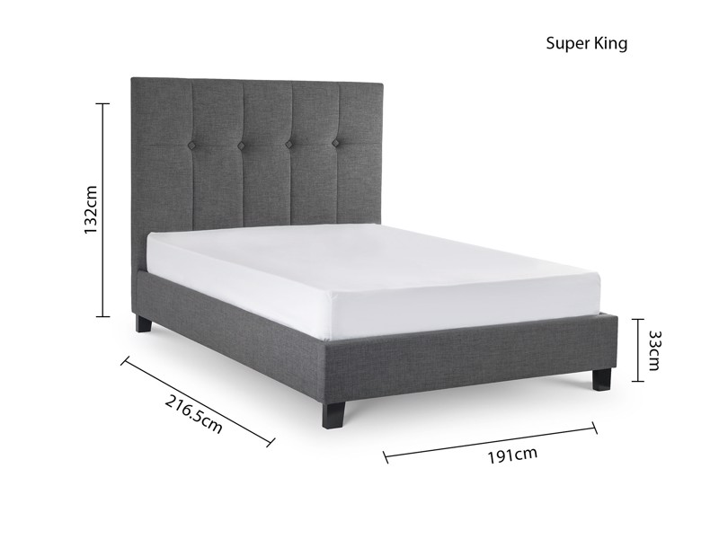 Land Of Beds Seren Slate Grey Fabric Super King Size Bed Frame6