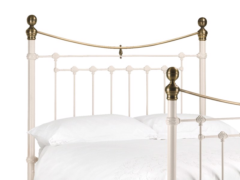 Land Of Beds Primrose Stone White Metal Bed Frame2