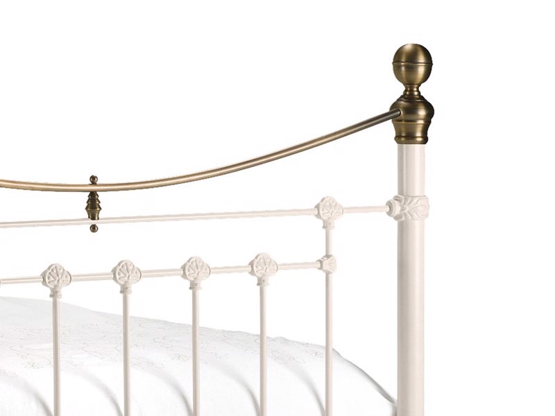 Land Of Beds Primrose Stone White Metal Bed Frame3