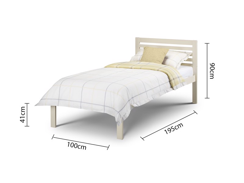 Land Of Beds Chesham Stone White Wooden Single Bed Frame2