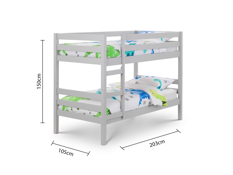 Land Of Beds Carnaby Dove Grey Wooden Bunk Bed3