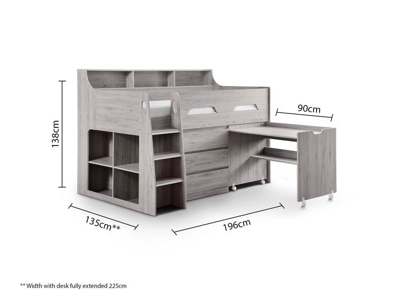 Land Of Beds Gaston Grey Oak Wooden Childrens Bed5