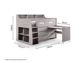 Land Of Beds Gaston Grey Oak Wooden Kids Bed5