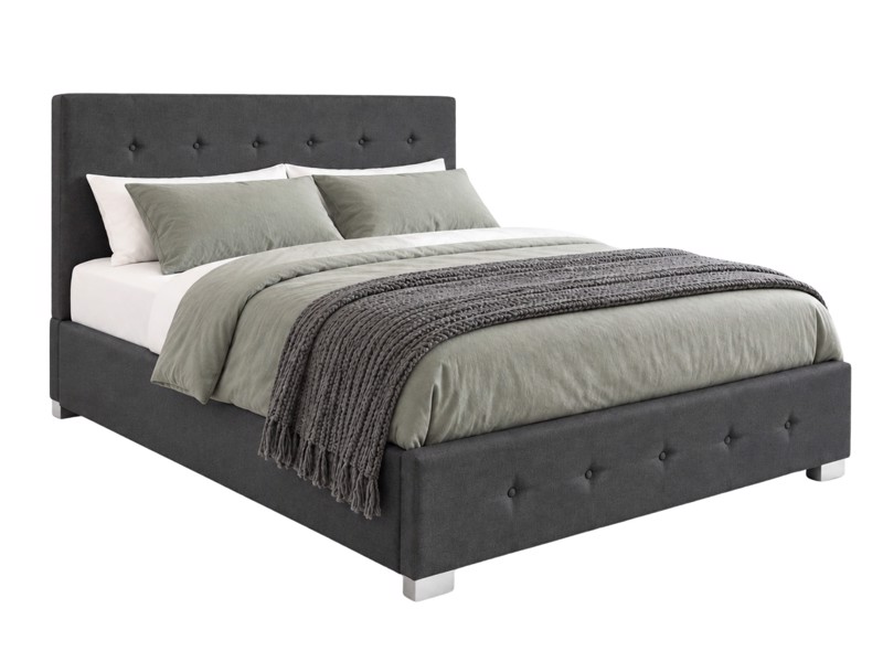 Land Of Beds Lola Black Fabric Double Ottoman Bed5