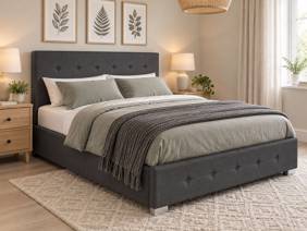 Land Of Beds Lola Black Fabric Double Ottoman Bed1