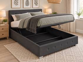 Land Of Beds Lola Black Fabric Double Ottoman Bed2