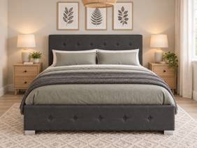 Land Of Beds Lola Black Fabric Double Ottoman Bed3