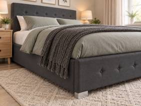 Land Of Beds Lola Black Fabric Double Ottoman Bed4