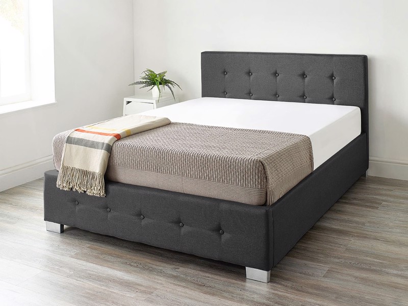Land Of Beds Lola Black Fabric Double Ottoman Bed1