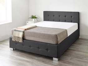 Land Of Beds Lola Black Fabric King Size Ottoman Bed1