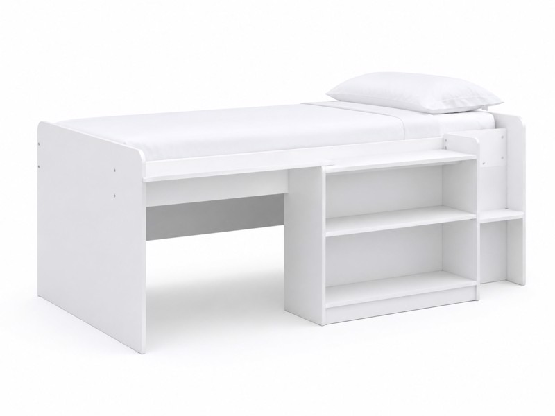 Land Of Beds Randall White Wooden Midsleeper Single Kids Bed3