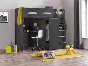 Land Of Beds Pascal Dark Grey Wooden High Sleeper Kids Bed1