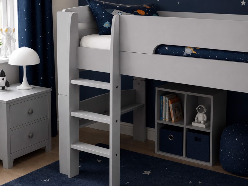 Land Of Beds Bruno Dove Grey Wooden Mid Sleeper Kids Bed2