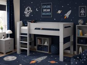 Land Of Beds Bruno Dove Grey Wooden Mid Sleeper Kids Bed1
