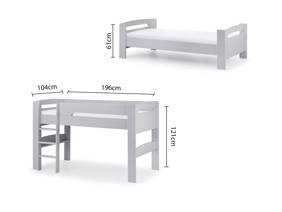 Land Of Beds Bruno Dove Grey Wooden Mid Sleeper Kids Bed4