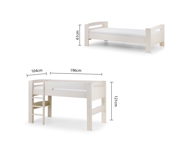 Land Of Beds Bruno White Wooden Mid Sleeper Childrens Bed4