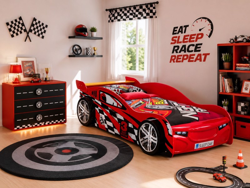Land Of Beds Lightening Racer Red Wooden Kids Bed1