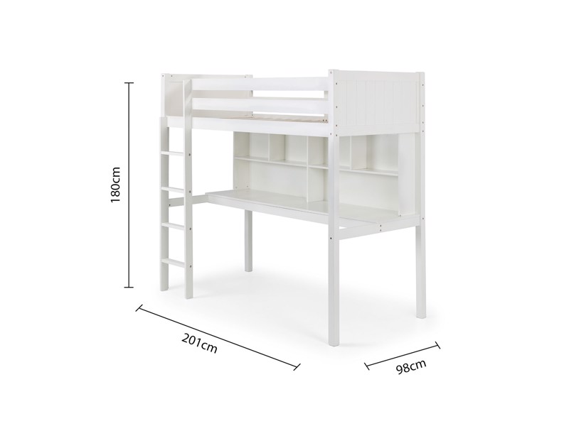 Land Of Beds Mulan White Wooden High Sleeper Childrens Bed4