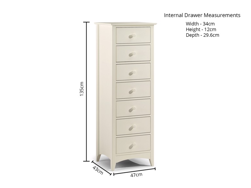 Land Of Beds Leyton White 7 Drawer Narrow Chest of Drawers4