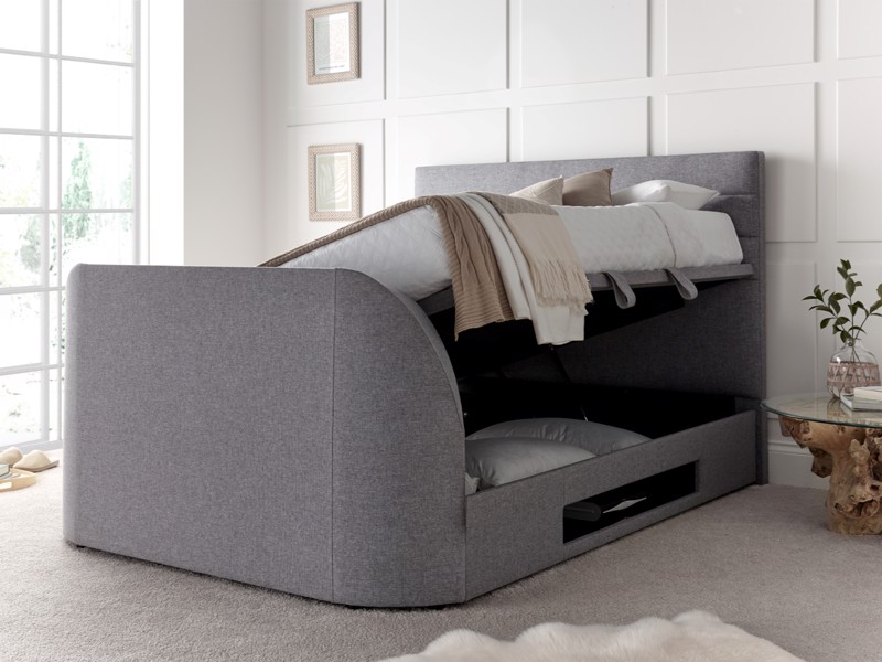 Land Of Beds Harding Marbella Grey Fabric Super King Size TV Bed2