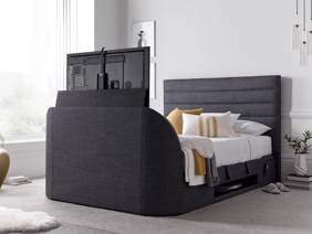 Land Of Beds Harding Slate Fabric TV Bed1