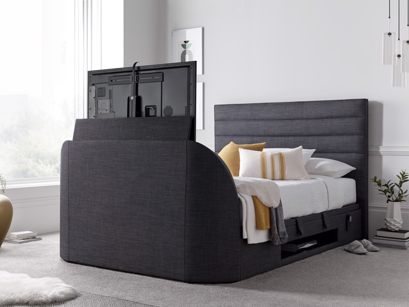 Land Of Beds Harding Slate Fabric TV Ottoman Bed1