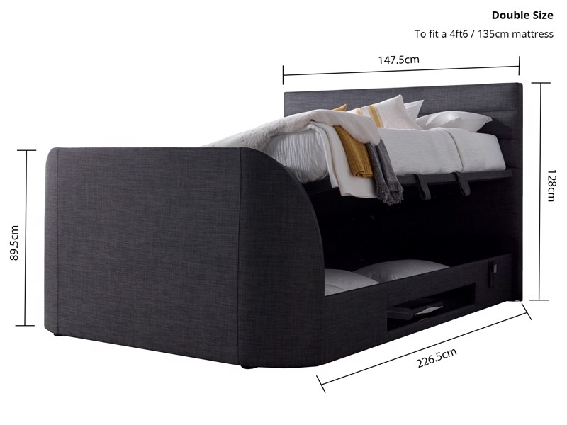 Land Of Beds Harding Slate Fabric TV Ottoman Bed4