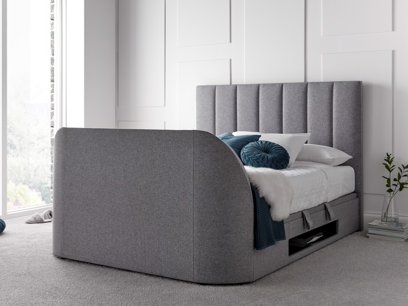 Land Of Beds Carter Marbella Grey Fabric TV Ottoman Bed1