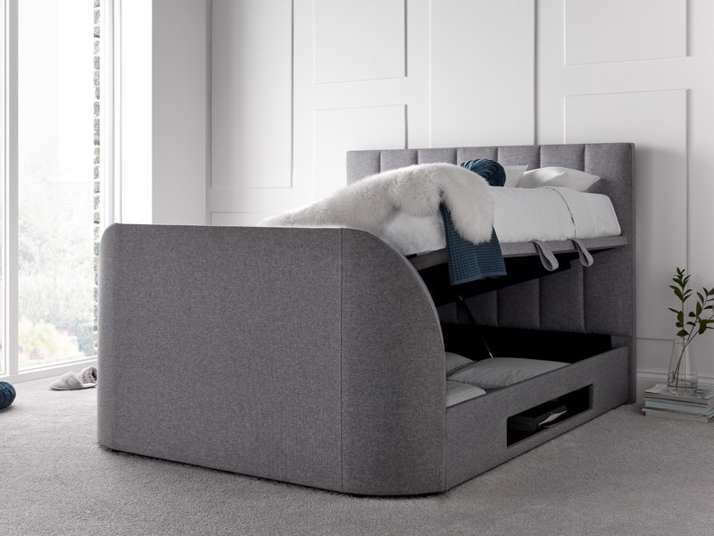 Land Of Beds Carter Marbella Grey Fabric TV Ottoman Bed2