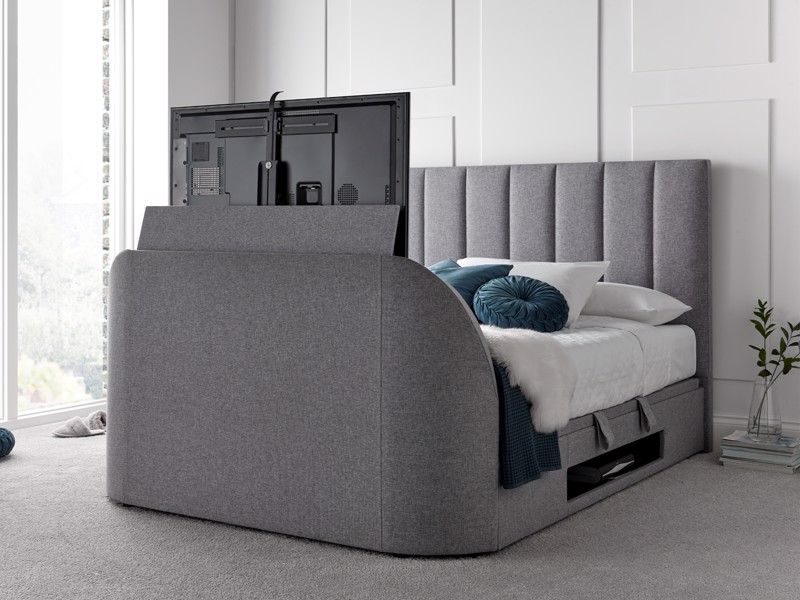 Land Of Beds Carter Marbella Grey Fabric TV Ottoman Bed3