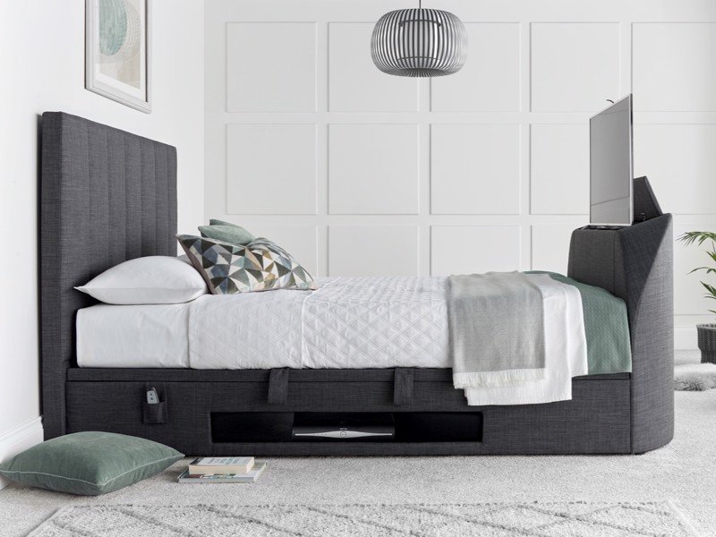 Land Of Beds Carter Slate Fabric TV Ottoman Bed1
