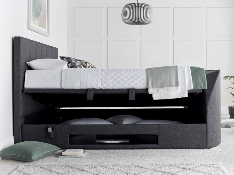 Land Of Beds Carter Slate Fabric TV Ottoman Bed2