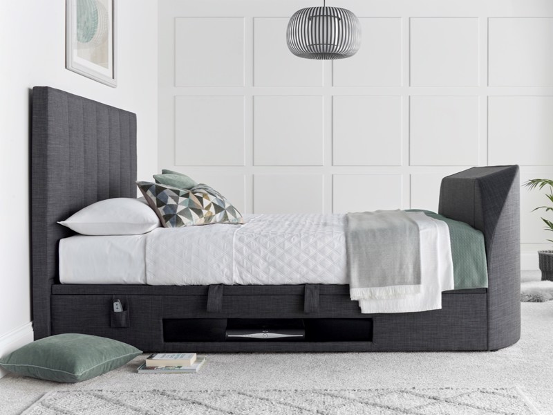 Land Of Beds Carter Slate Fabric TV Ottoman Bed3