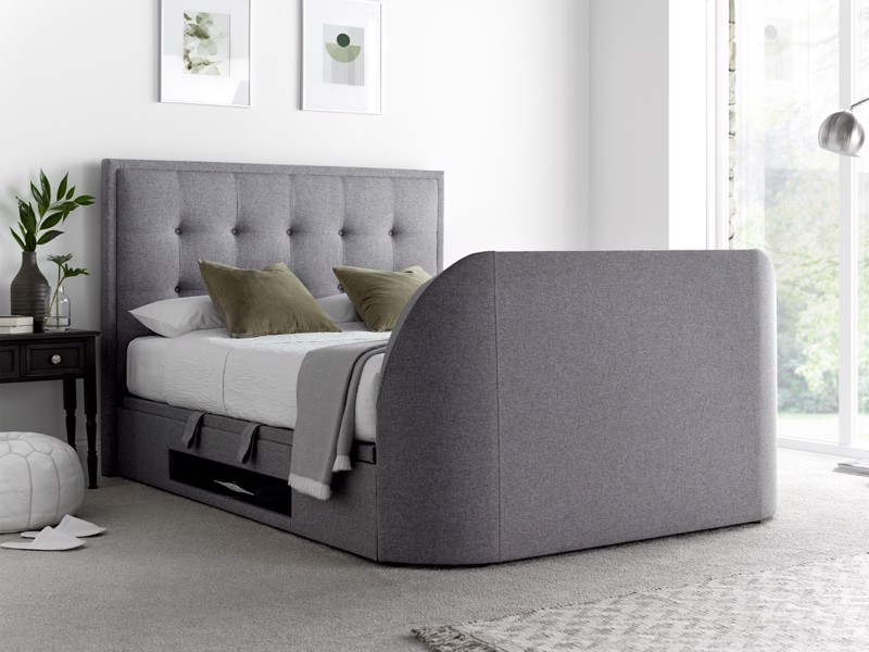 Land Of Beds Cleveland Marbella Grey Fabric Super King Size TV Bed2