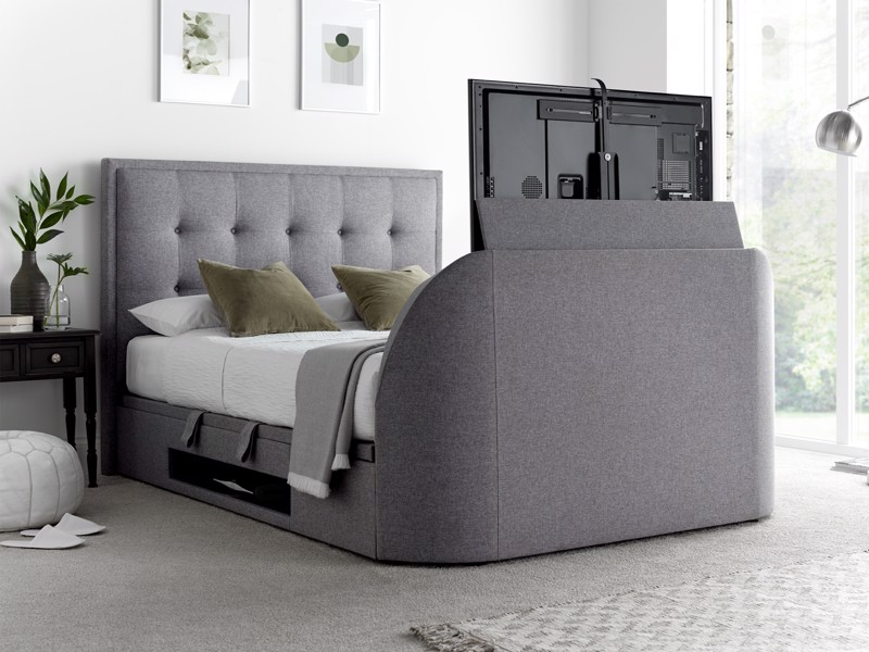 Land Of Beds Cleveland Marbella Grey Fabric TV King Size Ottoman Bed1