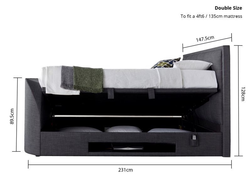 Land Of Beds Cleveland Slate Fabric TV Ottoman Bed4