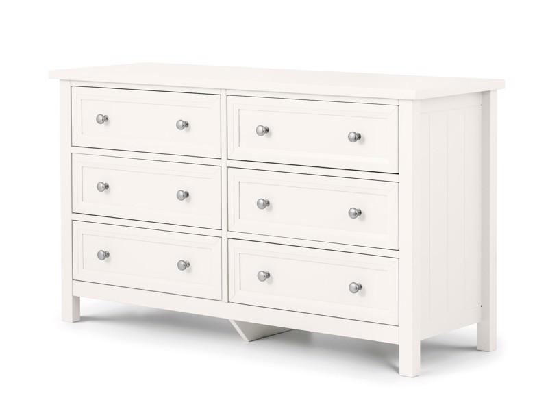 Land Of Beds Bellatrix Surf White 6 Drawer Wide Chest of Drawers1