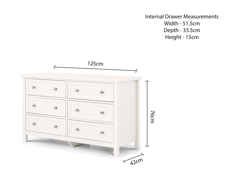 Land Of Beds Bellatrix Surf White 6 Drawer Wide Chest of Drawers4