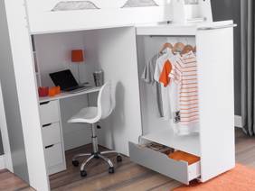 Land Of Beds Pascal White and Silver Wooden High Sleeper Kids Bed2
