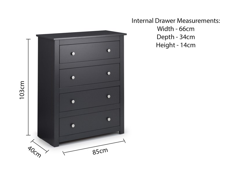 Land Of Beds Farrow Anthracite 4 Drawer Chest of Drawers6