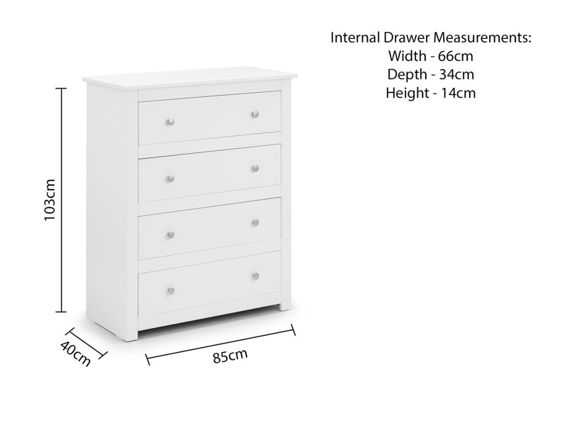 Land Of Beds Farrow White 4 Drawer Chest of Drawers5