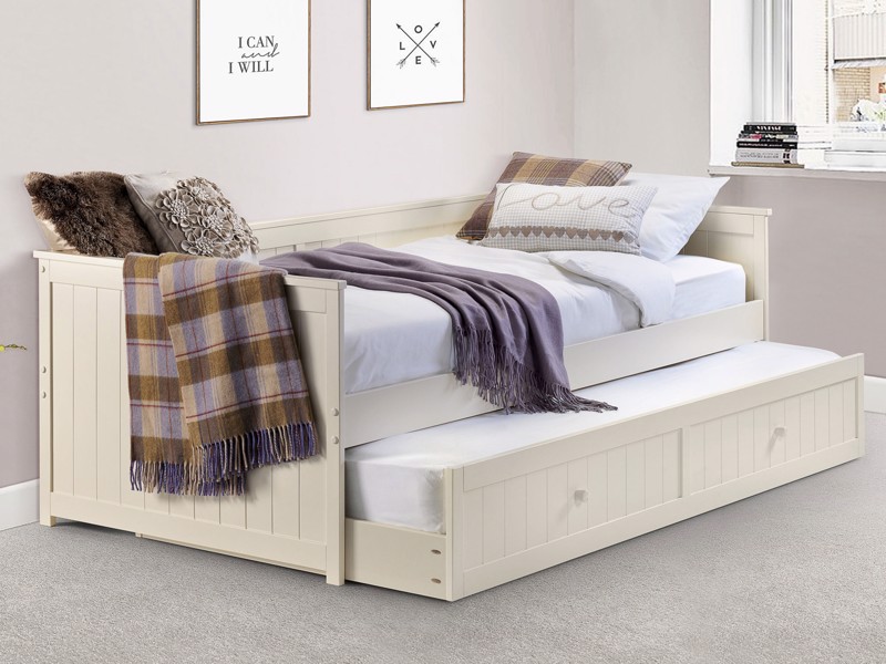 Land Of Beds Etta Stone White Wooden Guest Bed1