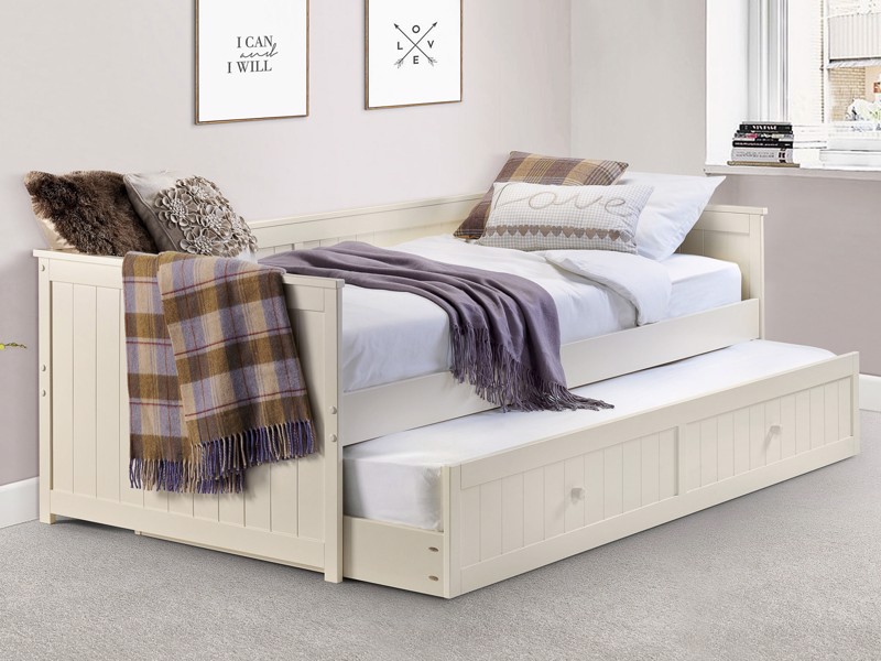 Land Of Beds Etta Stone White Wooden Single Guest Bed1