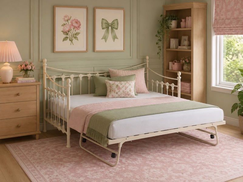 Land Of Beds Naya White Metal Guest Bed2