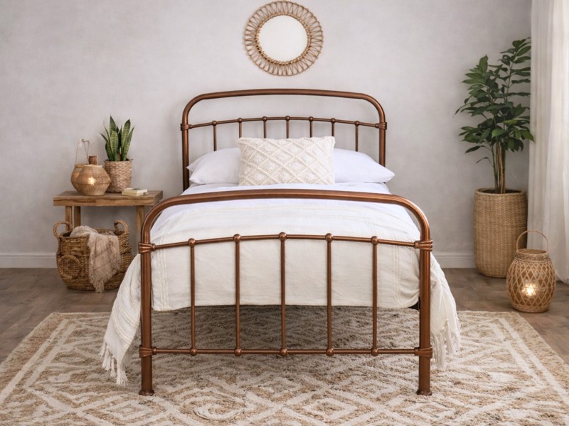 Land Of Beds Clara Copper Metal King Size Bed Frame2