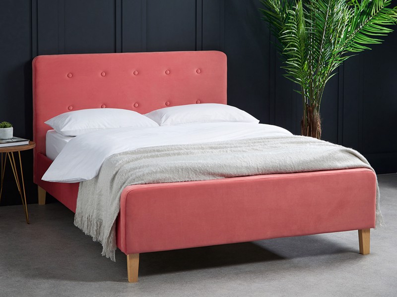 Land Of Beds Josie Coral Fabric Bed Frame1