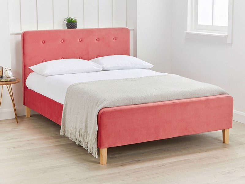 Land Of Beds Josie Coral Fabric Bed Frame2