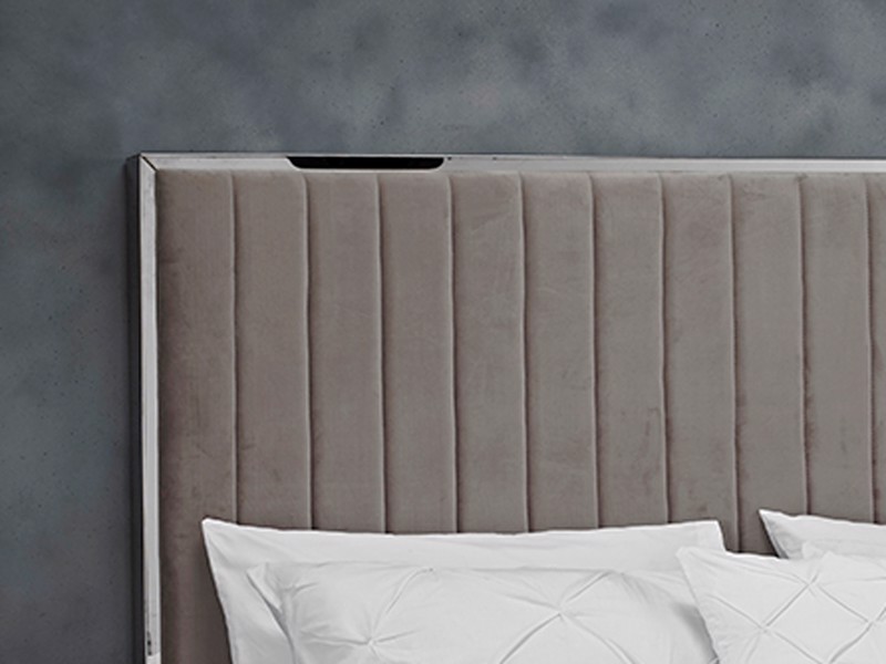 Land Of Beds Isobella Mink Grey Fabric Bed Frame2